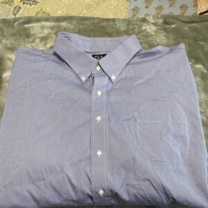 Jos. A. Bank Big Mens Blue and White check TravelerCollection Button-Down Shirt